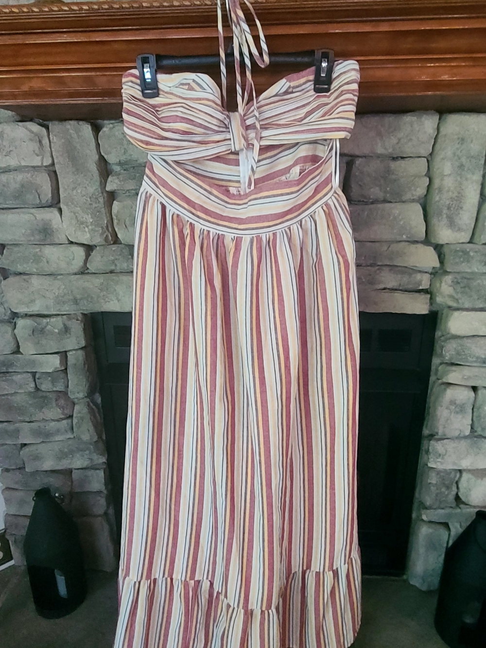 Striped Halter Maxi Dress